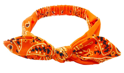 Shimmer Anna Shine Fall & Halloween Orange Knotted Bandana & Bunny Ear Headbands & Scrunchie 3 Pack Set – Soft Cotton-Spandex, One‑Size Women & Girls