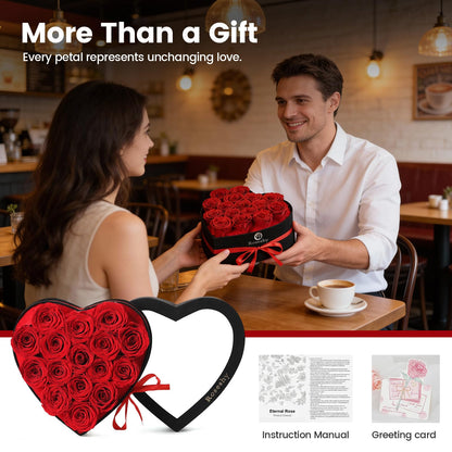 Valentines Day Flowers Roses Gifts for Her,16pcs Red Forever Preserved Roses in Heart Shape Gift Box,Valentines Day Delivery Prime Gifts-Roses Gifts for Women,Mom.