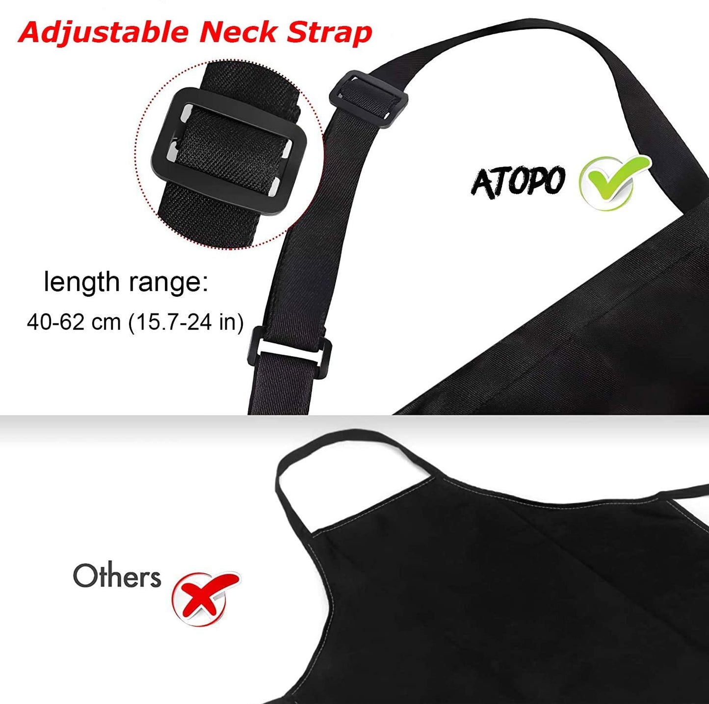 4 Packs Chef Apron, Waterproof Catering Apron with 2 Pockets, Adjustable Work Aprons Perfect for Kitchen Cooking Painting Gardening Cleaning Restaurant BBQ, Personalised Aprons (Black)