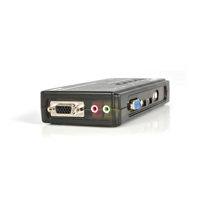 StarTech.com 4 Port Black USB KVM Switch Kit with Cables and Audio - desktop KVM Switch - VGA KVM Switch - USB KVM Switch 4 Port (SV411KUSB)