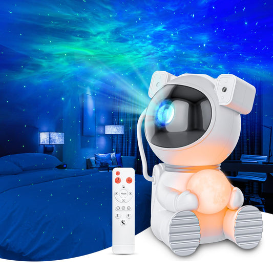 Cayclay Astronaut Galaxy Projector, Star Projector with Timer and Remote, Night Light with Moon Lamp, LED Nebula Lamp for Kids Adults, Room Decor Gift (White)