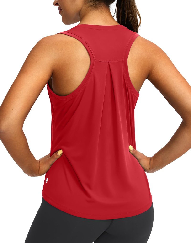 Women's Workout Tops Racerback Athletic Tank Tops Sleeveless Loose Fit Yoga Running Gym Shirts for Women(Red,L)