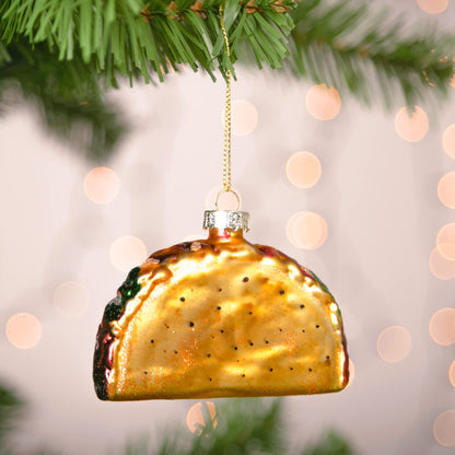 JOYIN Christmas Taco and Burrito Ornament, 2 pcs Glass Blown Set Handcrafted for Tree Hanging Ornament Outdoor Christmas Decorations Indoor