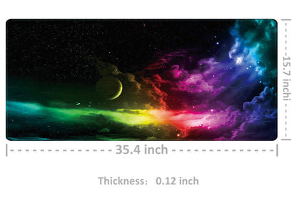 Benvo Extended Mouse Pad Large Gaming Mouse Pad- 35.4x15.7x0.12 inch Computer Keyboard Mouse Mat Non-Slip Mousepad Rubber Base and Stitched Edges for Game Players, Office, Study, Aurora Light Pattern