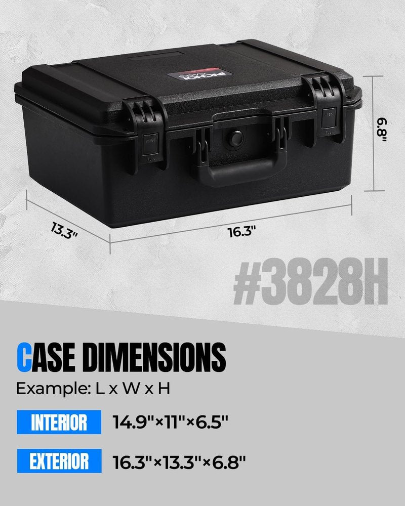 Gun Case for 3/5/8 Handguns - Hard Shell Pistol Carrying Case, IP67 Waterproof, TSA Approved Lockholes | Fits Glock, Beretta, S&W, Sig Sauer
