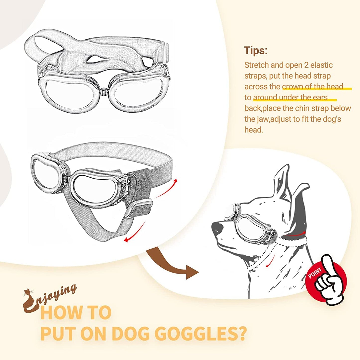 Namsan Dog Glasses, Anti-UV Protective Sunglasses for Small Dogs, Clear