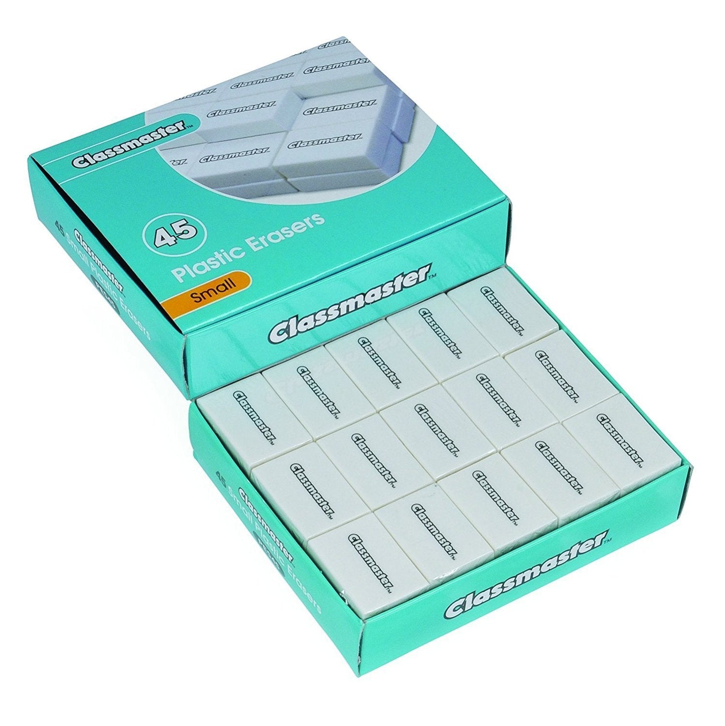 Classmaster PES45 Pencil Erasers – Small, PVC-Free, Phthalates-Free – White, (Pack of 45)