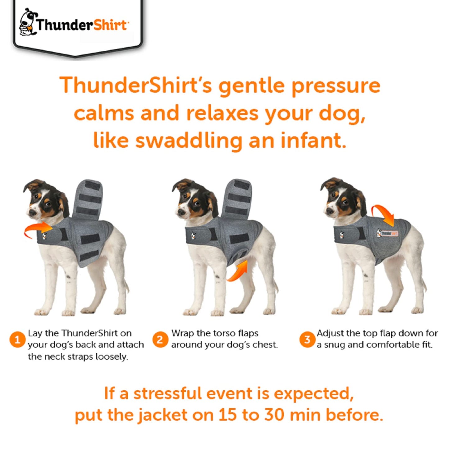 Thundershirt Anxiety Dog Shirt Heather Grey (Medium)