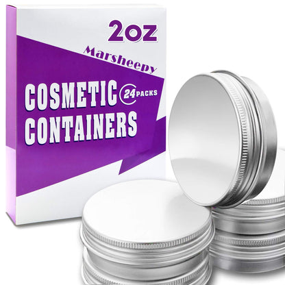 2 oz/60ml 24 Pack Aluminum Balm Tins For Pill Storage, Jar Containers with Screw Thread Lid for Lip Balm, Cosmetic, Candles, Aluminum Tin Cans Containersor for Salve and Spices