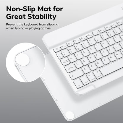 OMOTON Bluetooth Keyboard, Backlight Wireless Rechargeable Keyboard for iPad, iPad Pro, iPad mini, iPad Air with Illuminated LED (White)