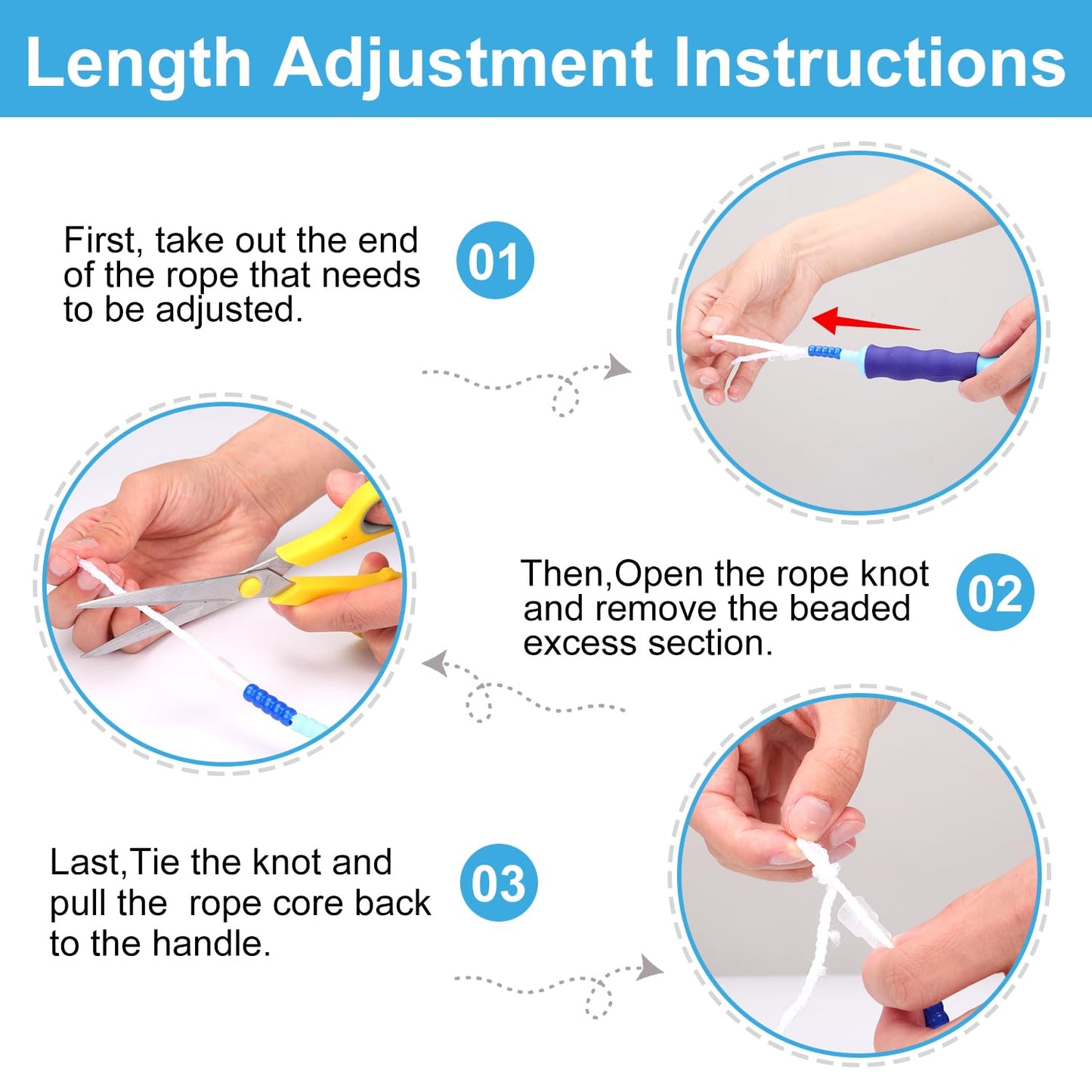 GRAWUN Jump Rope For Kids, Soft Beaded Jump Rope, Adjustable Length Tangle-Free Segmented Soft Beaded Skipping Rope, for Women, Men and Kids Keeping Fit, Workout and Weight Loss