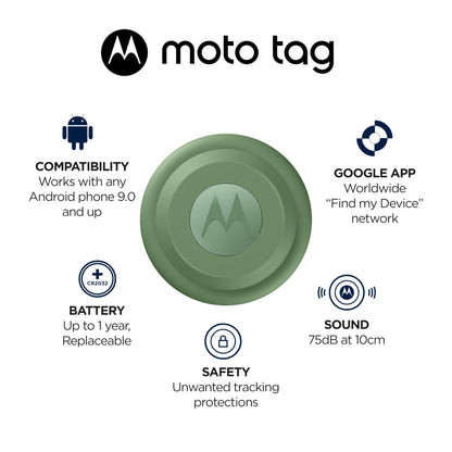 Motorola Smart Tag Midnight Blue, Up to 1 year battery life, Water resistant up to 1 m deep, Ultra Wide Band Range up to 35 m