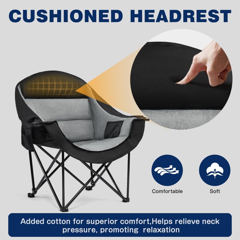 apollo walker Extra Wide Oversized Camping Chair - Heavy Duty Padded Folding Chair with Cooling Bag, Cup Holder & Carry Bag