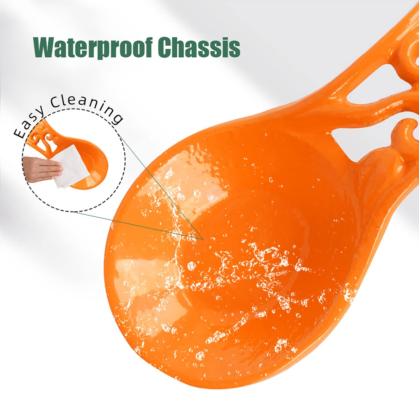 MINLUFUL Spoon Rest Holder for Stove Top, Sturdy and Unbreakable Cast Iron Spoon Rest Ladle Holder for Kitchen Counter, Keep Stovetop Countertop Clean, Pumpkin Orange