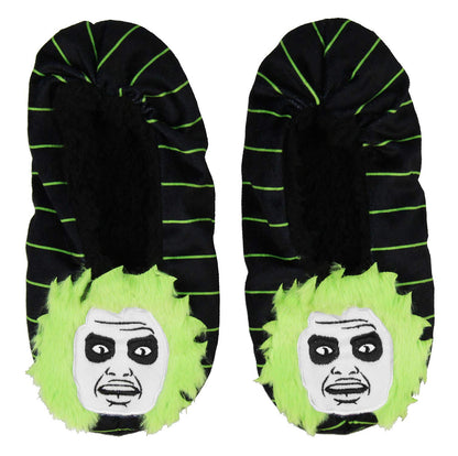 Beetlejuice Slippers 3D Hair Embroidered Character Slipper Socks with No-Slip Sole For Women Men (Medium)