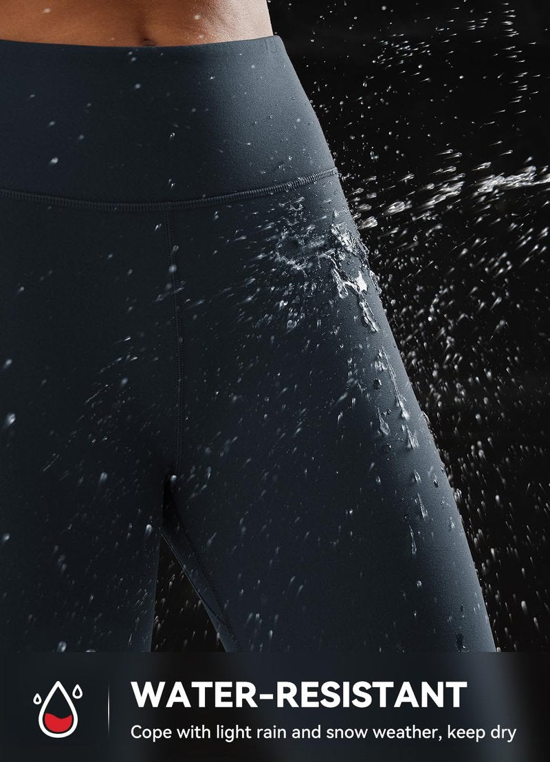 baleaf Fleece Lined Leggings for Women Water Resistant Thermal Hiking Pants Running Gear Skiing Tights Cold Weather Dark Grey M