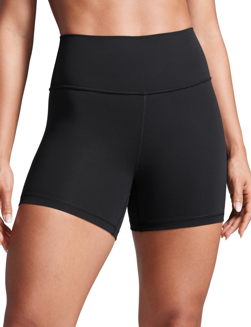 CRZ YOGA Butterbreeze Athletic Biker Shorts 4'' - High Waisted Workout Gym Volleyball Running Yoga Tummy Control Womens Black Medium