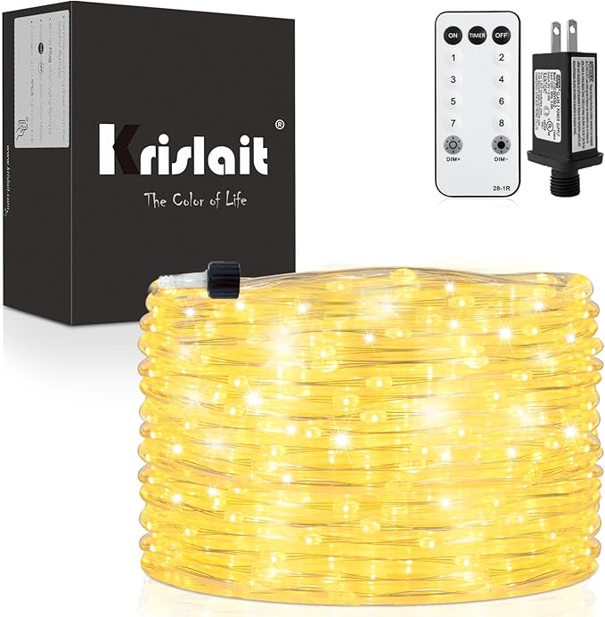 40ft 120 LED Rope Lights, Outdoor Rope Lights Plug in Outdoor Tube Light for Garden, Patio, Party, Christmas (Warm White)