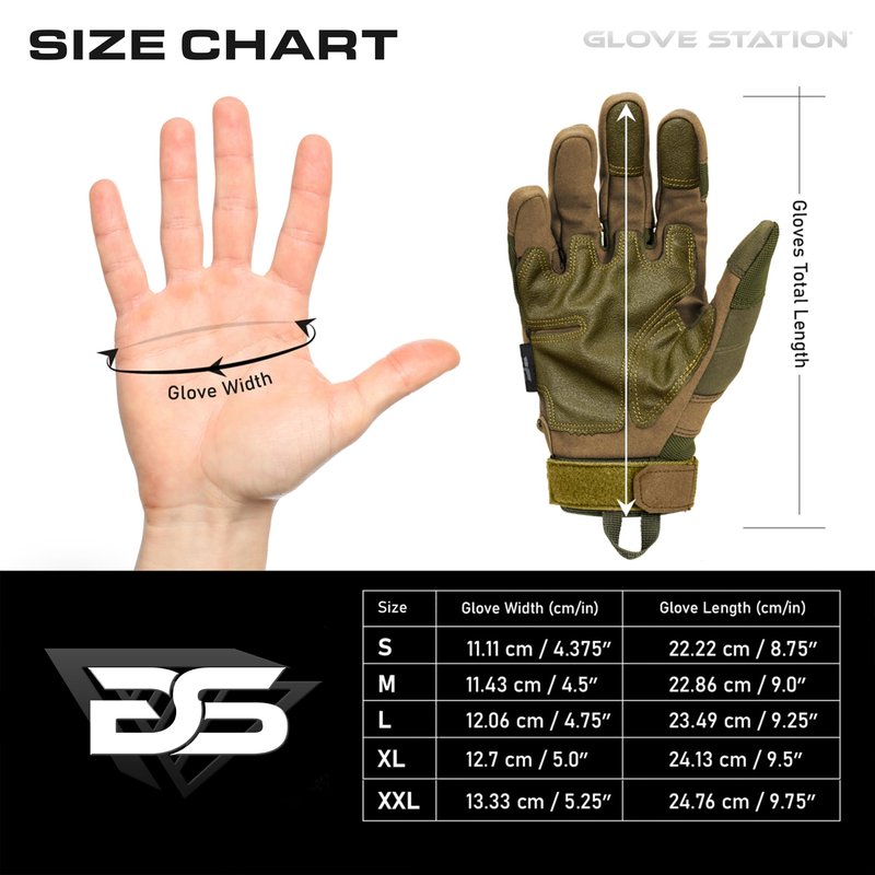 Glove Station Gloves for Men – Touchscreen Utility Gear with Hard Knuckle Protection Used in Motorcycle, Airsoft, & Outdoor Work Green - Hard Knuckle X-Large