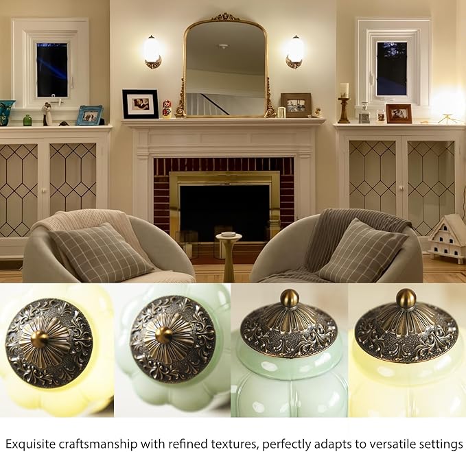 Antique Gold Milk Glass Wall Sconce - Vintage Green Shade & Brass Finish Base - Indoor Wall Lighting Fixture for Living Room, Bedroom, Bathroom, Hallway, Entryway (Green)