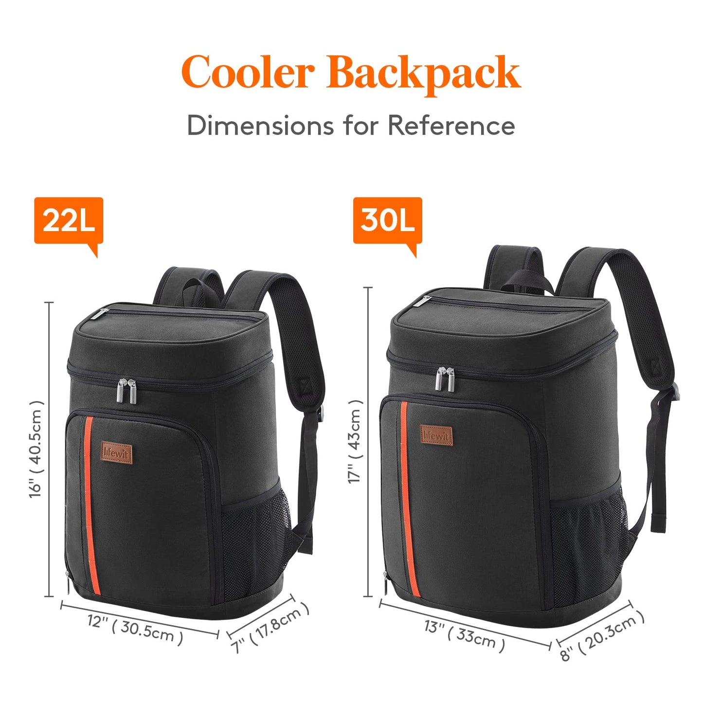 Lifewit 30 Cans Backpack Cooler Waterproof Insulated Soft Lunch Backpack Lightweight Leakproof Cooler Bag for Men Women Adults for Work Picnics Beach Camping Travel Outdoor Activities, Black