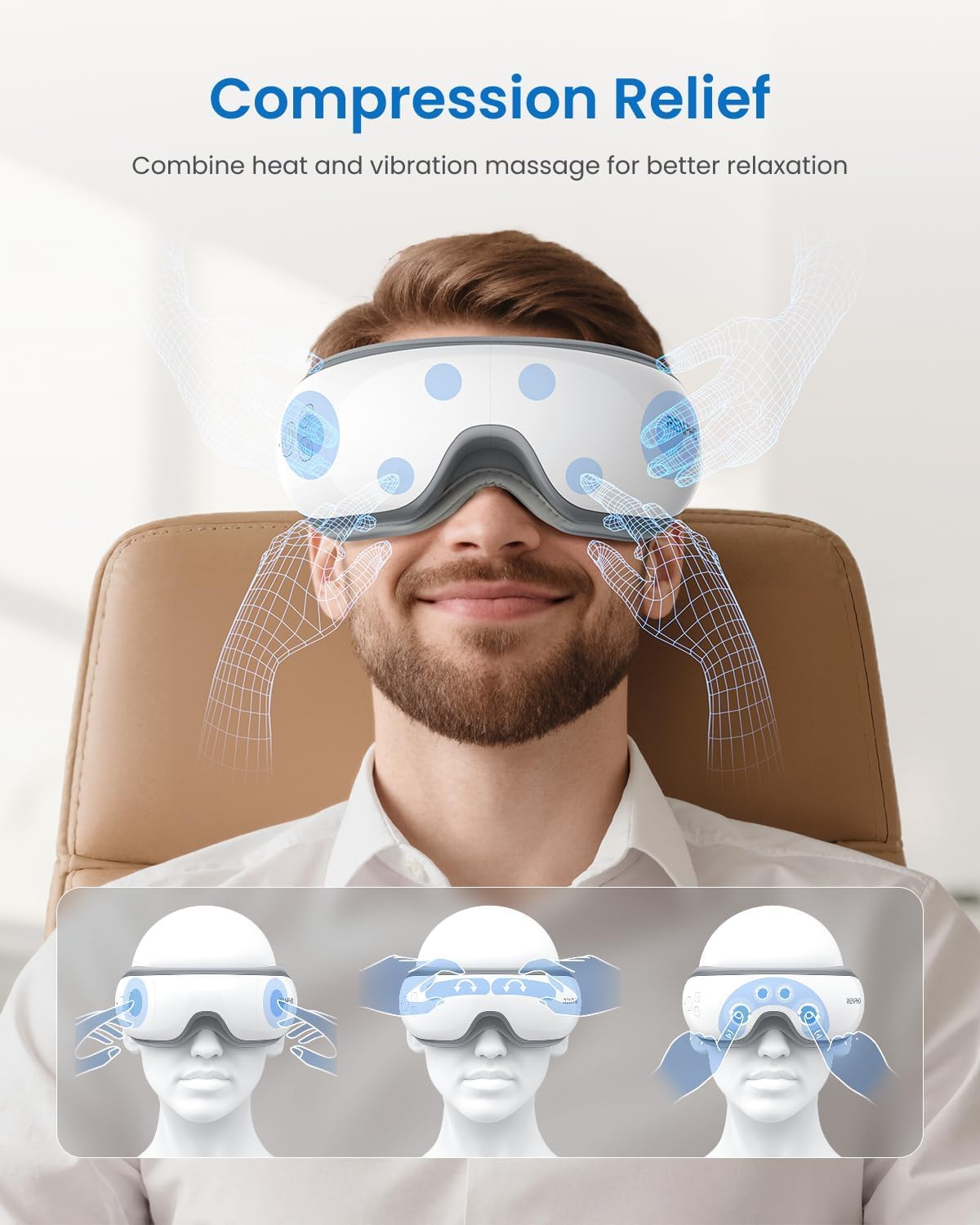 RENPHO Eye Massager with Heat, Valentines Day Gifts for Her Him Birthday Gifts for Women Mom, FSA Eligible HSA Eye Mask for Migraine,Sleep Mask for Dry Eyes Relax, Handheld Massager Eyeris 1
