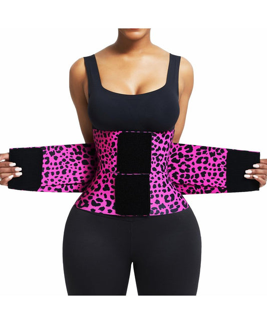 FeelinGirl Workout Waist Trainer Cincher Corset Shaper Tummy Slimmer Plus Size for Women Rose Leopard XS