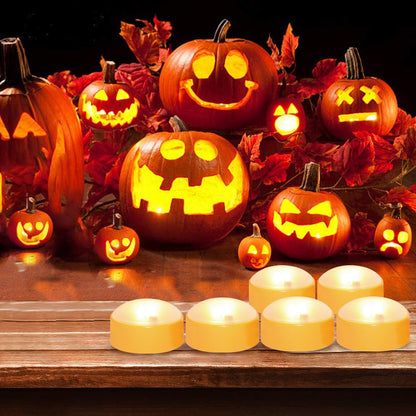 CANDLE CHOICE Halloween Pumpkin LED Lights with Remote and Timer Bright Flickering Battery Operated Jack-O-Lantern Electric Flameless Candles for Halloween Decorations Holiday Decor 6 Pack Orange