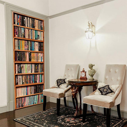 ChezMax Door Stickers Decals 3D Door Murals Peel and Stick, Removable Decorative Vinyl Wallpaper Waterproof Self Adhesive Wall Covers Poster for Home Office Decoration Vivid Bookcase 30.3"W x 78.7"H