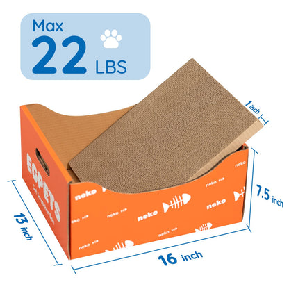 Cardboard Cat Scratcher Box with Extra-Large Double-Sided Sturdy Cat Scratching Board and Refillable Cat Scratch Pad, Hide, Scratch and Sleep, Easy to Clean and Assemble- EGPETS Cat Scratch Box Orange