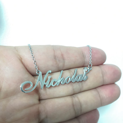 A168A Juan Custom Name Necklace Customized Personalized Plated Name Necklace for Mother Daughter Christmas New Year Silver