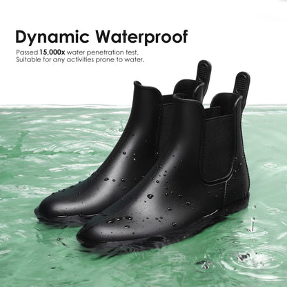 DREAM PAIRS Wellington Boots Women Ankle Ladies Wellies Short Chelsea Booties Waterproof Rain Boots Black Size 6 UK SDRB2201W-E
