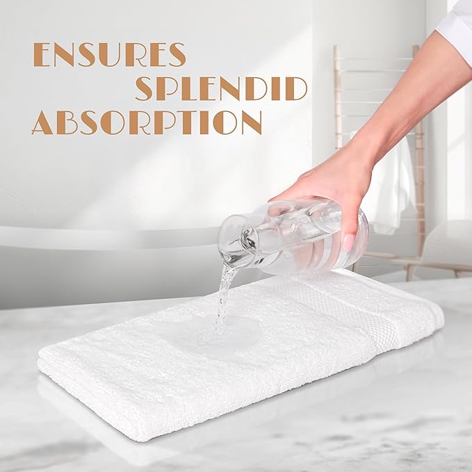 White Hand Towels Set for Bathroom, 6 Pack