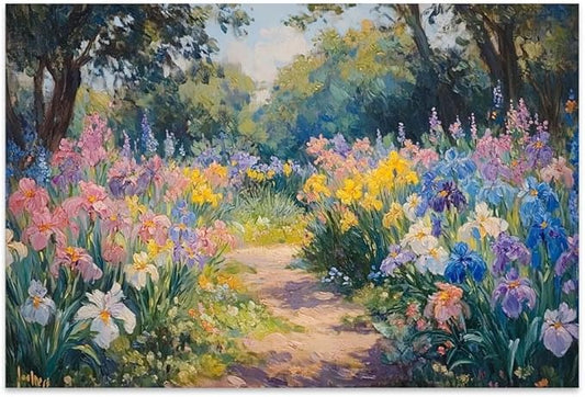 Yesad Colourful Iris Pictures, Wildflower Prints Floral Wall Art Flower Poster Botanical Neutral Art Farmhouse Wall Décor for Living Room Bedroom Kitchen Vintage Wall Art (Unframed,36”x24”,Iris)