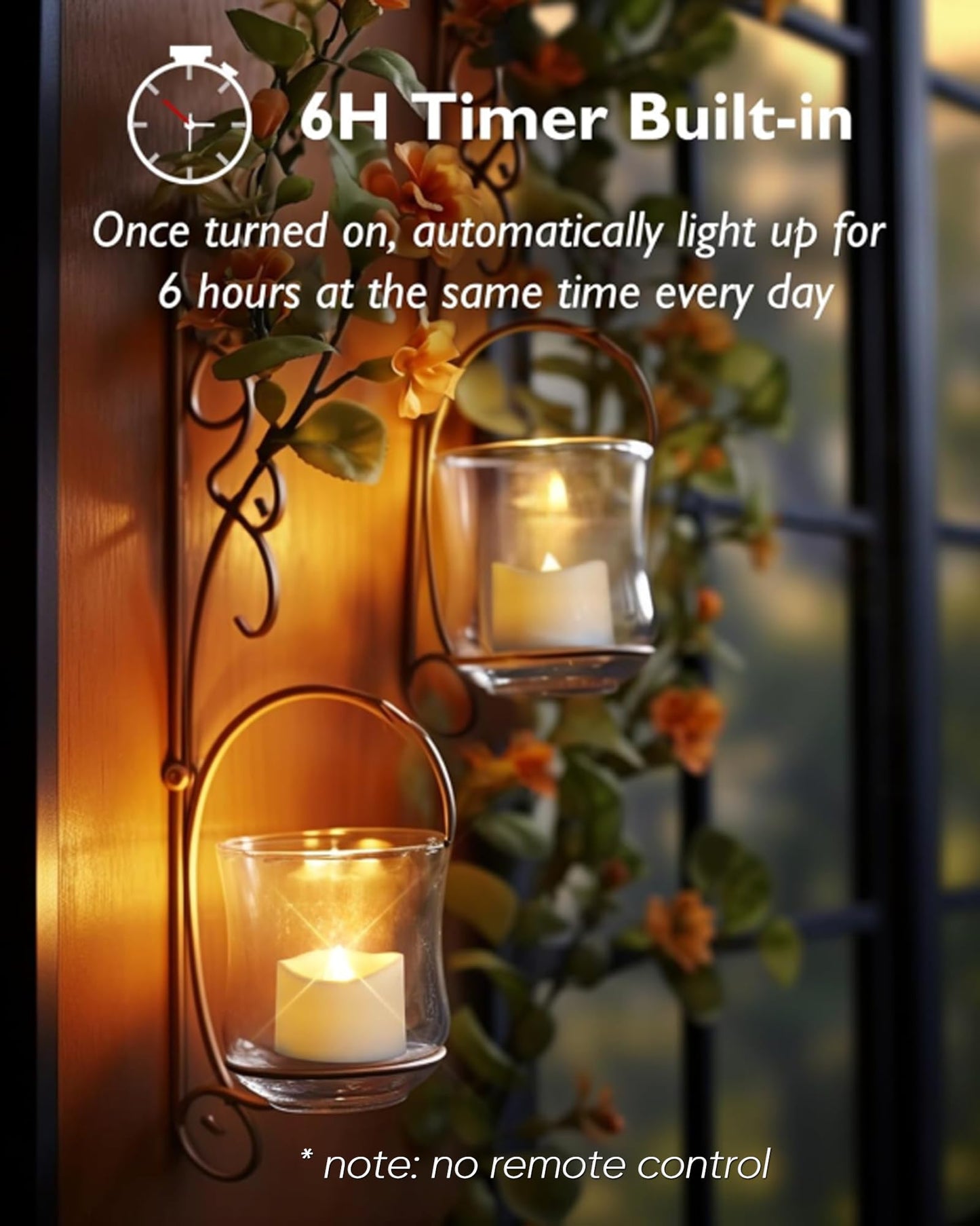Homemory 12 Pcs Battery Tea Lights with Timer, 6 Hours on and 18 Hours Off in 24 Hours Cycle Automatically, Plastic Warm White, Dia 3.5CM x H 3.1CM