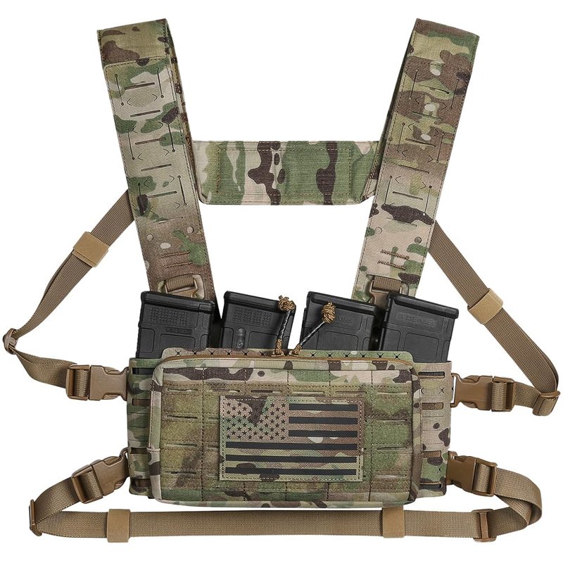 ACETAC Multi-Mission Laser-Cut Shoulder Strap Waist Strap H-Harness for Chest Rig Compatible w/Spiritus Systems Micro MK4/MK5 Haley Strategic D3CR Placard (Splatter)