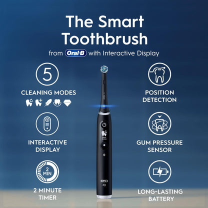 Oral-B iO6 2x Electric Toothbrushes For Adults, 2 Handles, 2 Toothbrush Heads, 5 Modes with Teeth Whitening, UK 2 Pin Plug, Black Lava & Pink Sand