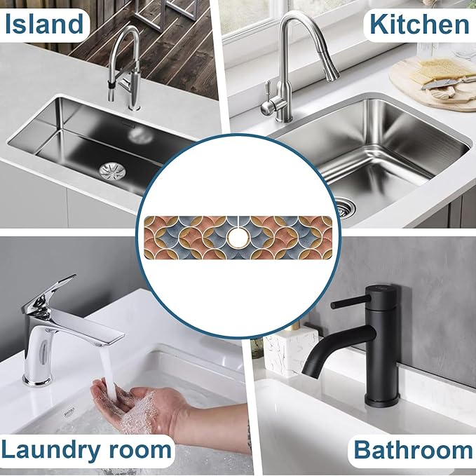 Geometric Printing Sink Splash Guard Faucet Mat Ceramic Tile Texture Super