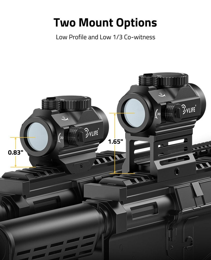 CVLIFE FoxSpook Motion Awake Red Dot Sight, 2 MOA Red Dot Scope Auto On & Off, 1x20mm Red Dot Optics with Low Profile and Lower 1/3 Co-Witness Mount, Flip Lens Covers and Anti-Reflection Device