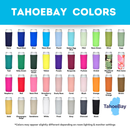 TahoeBay Slim Can Cooler Sleeves (12-Pack) Skinny Tall Cans 12 Oz Bulk Thin Seltzer Fit Sublimation Blanks for Vinyl Plain Blank Foam Beer Bottles Black White Assorted Solid Set (Black)