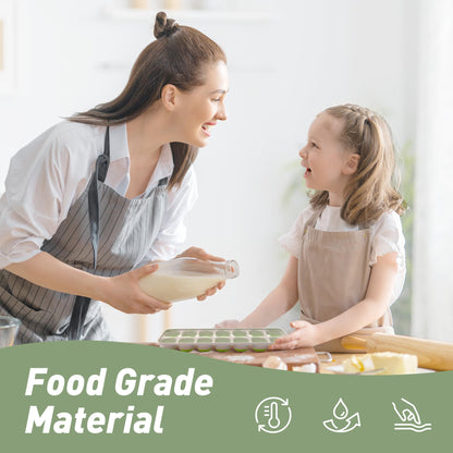 ChefAide Ice Cube Tray with Lid, 4 Packs 56 Cubes Durable Stackable Ice Cube Trays for Freezer with Removable Lids, Easy-Release Plastic & Silicone Ice Tray for Cocktail, Coffee