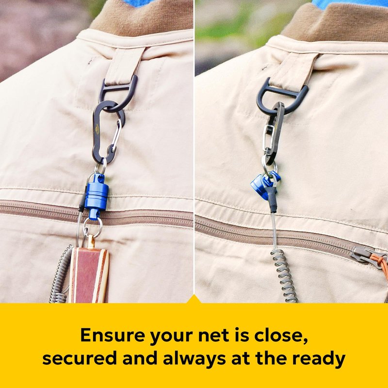 SF Strongest Magnetic Release Holder with Coiled Lanyard Aluminum Alloy Hook - Blue