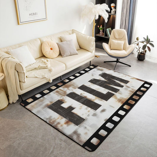 Feelyou Movie Area Rug 5x7 for Bedroom Film Living Room Rugs Soft Non-Slip Cinema Decor Carpet Movie Theater Indoor Floor Mat Vintage Cinema Ticket for Home, Dining Room