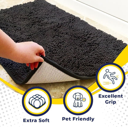 Muddy Mat® Original Dog Door Mat for Muddy Paws, Super Absorbent Microfiber, Non-Slip Washable Pet Rug, Quick Dry Chenille Entryway Carpet, Machine Washable Indoor Outdoor mat, Charcoal 24"x35"