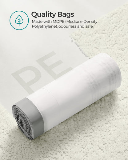 SONGMICS Drawstring Bin Liners, 30L Bin Liners, Code 30A, Customized, 2 Rolls, 90 Pieces, White KRB30A02