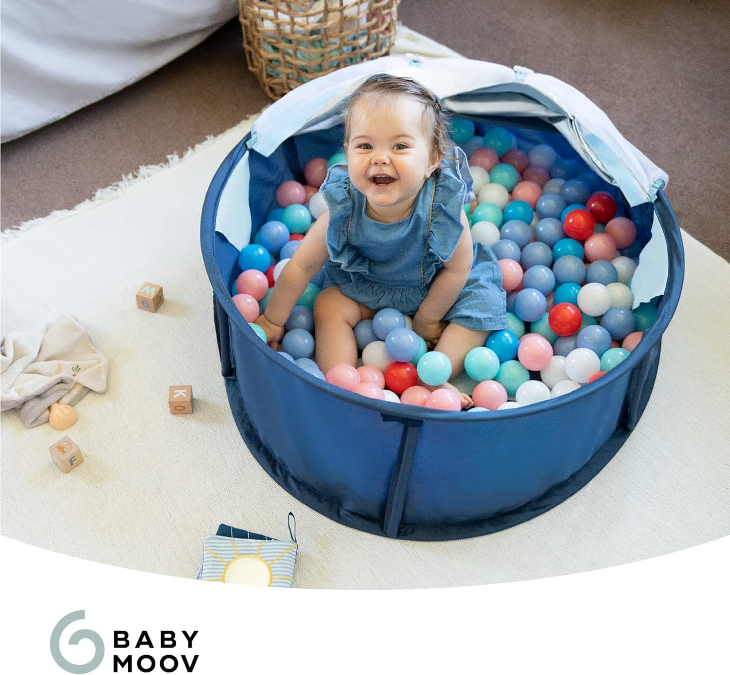 Babymoov Babyni Playpen, Activity Gym & Napper with Pop-Up System, 6 Toys and UPF 50+ Protection for Outdoor & Indoor Use