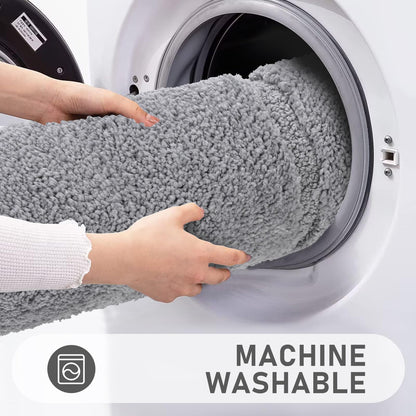Pauwer Microfiber Soft Bath Mat Set 3 Piece Absorbent Bathroom Toilet Rug Non Slip Machine Washable Bath and Pedestal Mat Sets, Grey