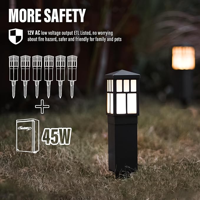 Low Voltage Landscape Lights Outdoor Pathway Lighting 8 Pack LED Path Lights 12V Landscape Light Mission Collection Bollard Decoration for Outdoor Outside Garden Driveway 8419-4321-08