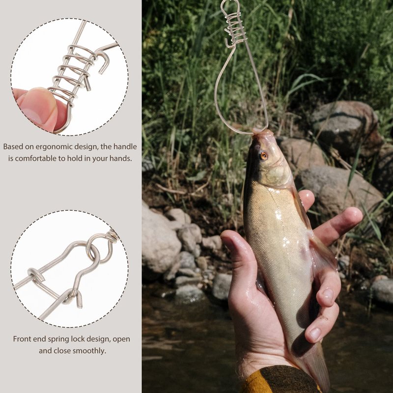 BESPORTBLE 10Pcs Fishing Stringer: Fish Lock Knot, Stainless Steel Fish Stringer Clip, Heavy Duty Wire Rope Lock Cable for Outdoor Fishing