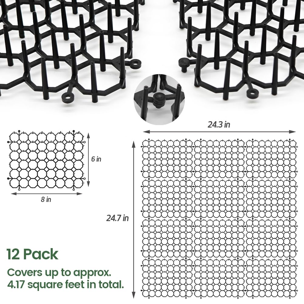 Ley's Vitervi Scat Mat for Cats, Cat Deterrent Mat with Spikes for Indoor/Outdoor, Pet Repellent Mats, Dog Network Digging Stopper Prickle Strip, 12 Pack/Set